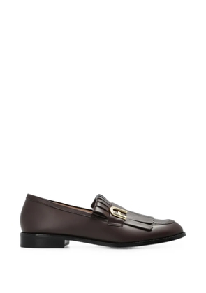 Furla fringe-detail logo-plaque loafers - Brown