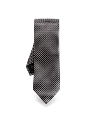 Brioni geometric-pattern silk tie - Black