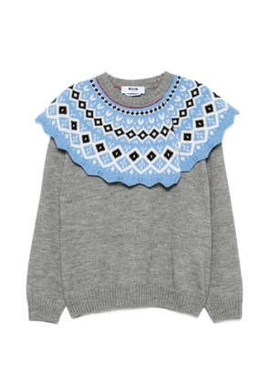 MSGM scalloped-collar sweater - Grey