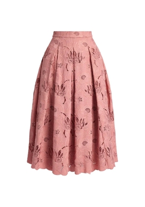 ERDEM floral-cutwork pleated skirt - Pink