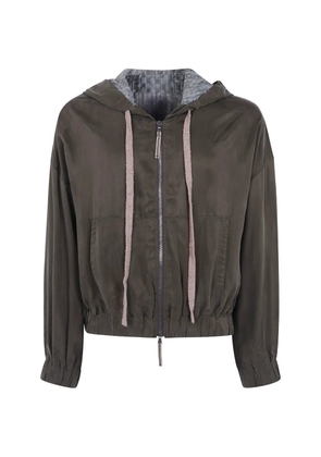 Ziggy Chen zip-up drawstring hoodie - Brown