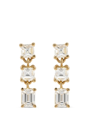 Azlee Illusion Carre diamond earrings - Gold