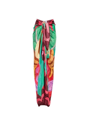 FARM Rio tassel-detail graphic-print sarong - Red