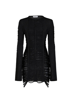 The Attico fringe-detail mini dress - Black