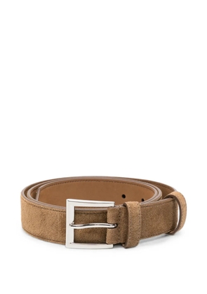 Prada logo-plaque suede belt - Brown