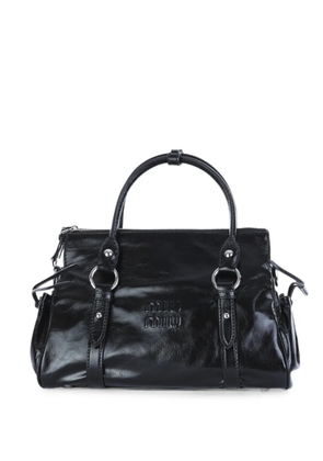 Miu Miu logo-embossed leather shoulder bag - Black