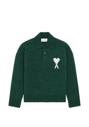 AMI Paris alpaca polo with Ami de Coeur - Green