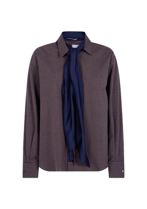 sacai pussy-bow long-sleeve shirt - Brown