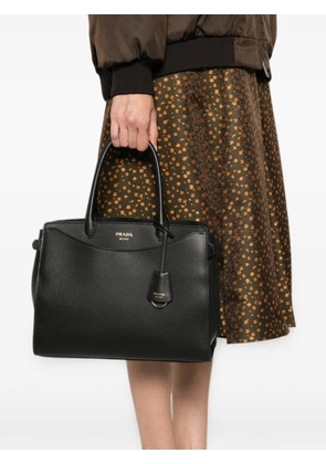Prada logo-lettering leather tote bag - Black