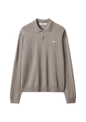 Maison Kitsuné Fox-patch long-sleeve polo shirt - Neutrals