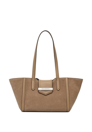 Karl Lagerfeld K/Nova logo-plaque panelled tote bag - Brown