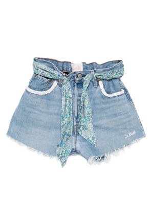 MC2 Saint Barth frayed-hem belted shorts - Blue