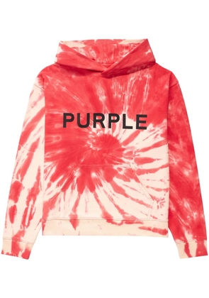 Purple Brand logo-print tie-dye hoodie - Red