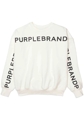 Purple Brand logo-print cotton sweatshirt - White