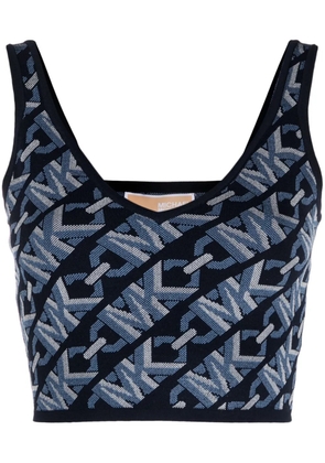 Michael Michael Kors monogram-jacquard cropped tank top - Blue