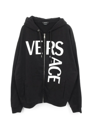 Versace Pre-Owned logo-print zip-up cotton hoodie - Black