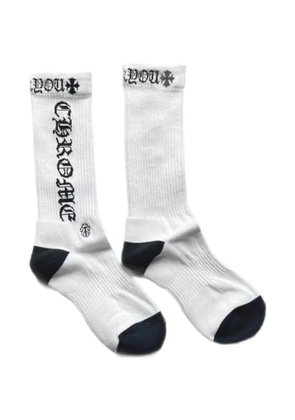 Chrome Hearts logo-intarsia ribbed-knit socks - White