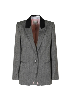 Forte Forte chevron-pattern velvet-collar blazer - Black