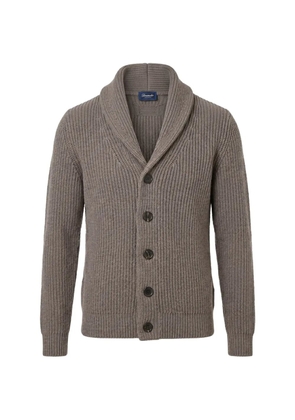 Drumohr ribbed-knit shawl-collar sweater - Brown