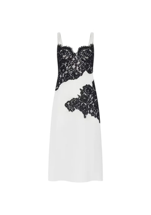 L'Agence Fenna lace-appliqué silk midi dress - White