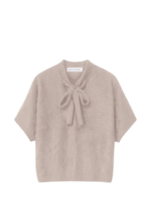 Iris Von Arnim Kassie bow-detail brushed-knit sweater - Neutrals