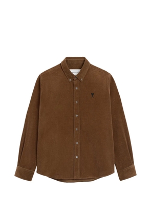 AMI Paris corduroy shirt with Ami de Coeur - Brown