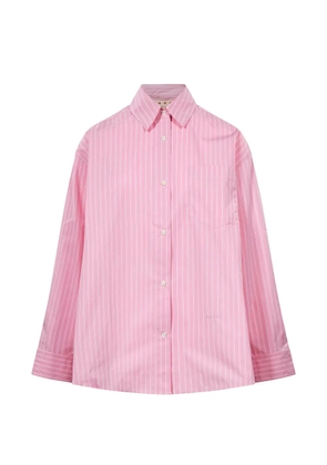 Marni vertical-stripe chest-pocket shirt - Pink