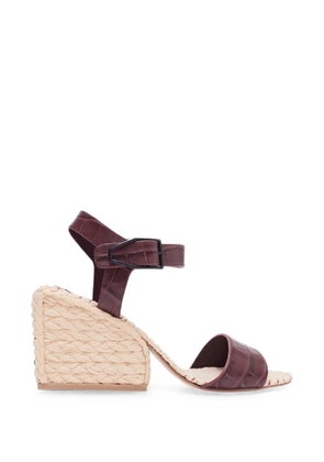 Paul Andrew Adroit crocodile-effect raffia-trim espadrilles - Brown