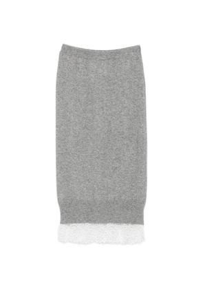 Ermanno Scervino lace-trim knitted midi skirt - Grey