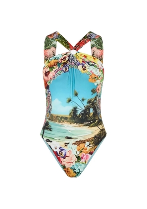 Camilla Bathing Bombshell crystal-embellished swimsuit - Blue
