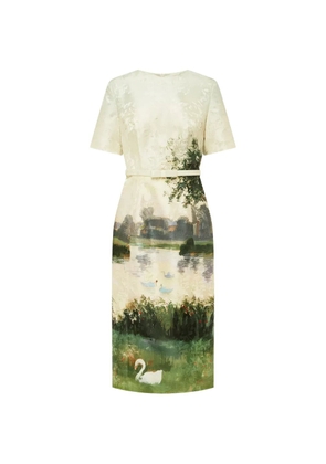 Leo Lin Elizabeth jacquard-pattern midi dress - Neutrals