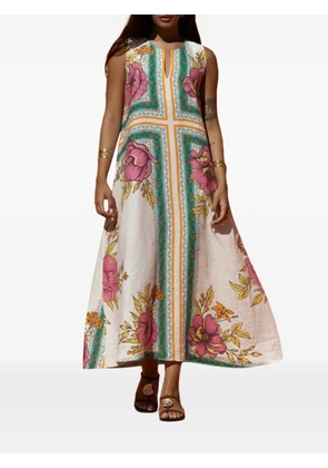 NEMA Amalfi Tide floral-print sleeveless maxi dress - Neutrals