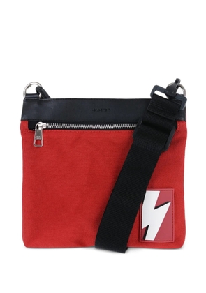 Neil Barrett Fair Isle Thunderbolt messenger bag - Red