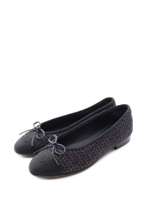 CHANEL Pre-Owned 1986-1988 bow-detail CC-logo ballet flats - Blue