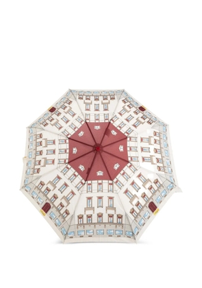 Moschino building-print folding umbrella - Neutrals
