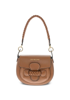 Moschino logo-appliqué shoulder bag - Brown