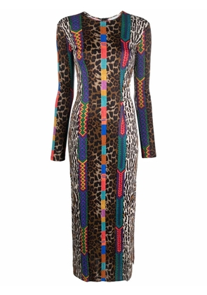 Pierre-Louis Mascia braided leopard-print midi dress - Black