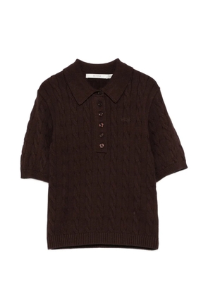 Gestuz cable-knit polo sweater - Brown