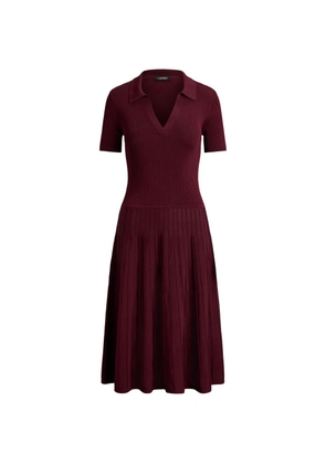 Lauren Ralph Lauren rib-knit short-sleeve midi dress - Red