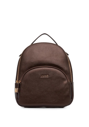 LIU JO grained-texture logo-plaque backpack - Brown