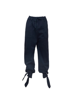 Nº21 tie-fastening drawstring cargo pants - Blue