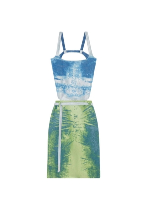 Diesel open-back apron dress in coloured satin denim - Green