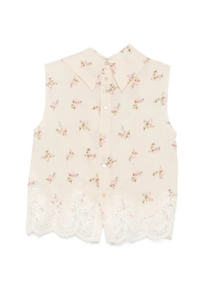 P.A.R.O.S.H. floral-print lace-trim blouse - Neutrals