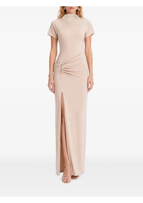 HAMZA ruched slit-detail maxi dress - Neutrals