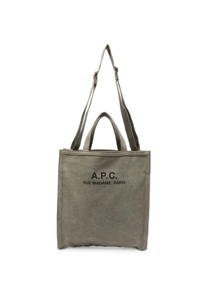 A.P.C. logo-print cotton tote bag - Green