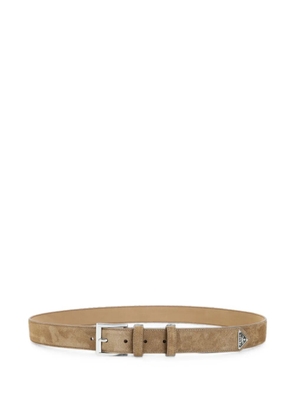 Prada suede logo-plaque belt - Neutrals