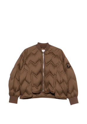 ERMANNO FIRENZE chevron-quilted logo-patch jacket - Brown