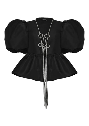 ANOUKI puff-sleeve tie-front blouse - Black