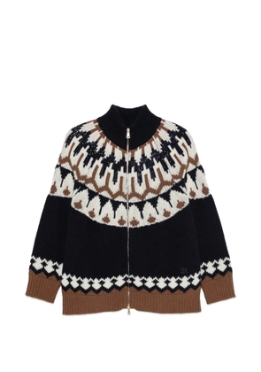ERMANNO FIRENZE sequin-embellished jacquard-knit cardigan - Blue