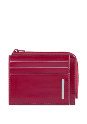 PIQUADRO leather card-zipped coin purse - Red